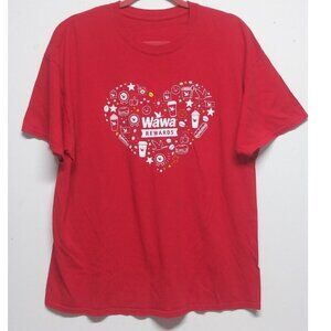 Wawa Rewards Employee Issue Mens T-Shirt L/XL red w/white graphic design cotton